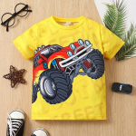 Lasteriided Poiste T-s&auml;rk L&uuml;hikeste varrukatega T&uuml;drukute T-s&auml;rk 3D Multifilmi Truck Print Laste Suveriided Laste Poiste riided 140