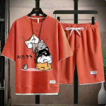 2024 Meeste Suvine Vahvelkomplekt Br&auml;nd Mood Vabaaja T-s&auml;rk+L&uuml;hikesed P&uuml;ksid Meeste Spordikomplekt Lahtine MugavSlo Kaheosaline Komplekt S