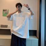 Uus l&uuml;hikeste varrukatega T-s&auml;rk meeste suvine korea stiilis trendikas lihtne poolvarrukaline Hongkongi stiilis vaba vabaaja mood br&auml;ndi T-s&auml;rk M valge