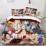 3D Prindiga Fairy Tail Anime Natsu Voodipesukomplekt Tekikott Voodikomplekt Tekikott Padjap&uuml;&uuml;r Tekk king Queen Suurus Poisid T&auml;iskasvanud 70x133cm 2pcs