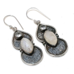Rainbow Moonstone, White Topaz 925 Sterling Silver Jewelry Earring 2.17 a1d06