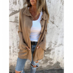 YYFS Naiste mood vabaaja &uuml;hev&auml;rviline printimine s&uuml;gistalv pikkade varrukatega POLO kaelusega jakid ja mantlid S