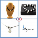 Pierres et Min&eacute;raux. Parure bijoux Bracelet Collier Perles Agate noire + Pierre de Lune 8 Taille personnalisable.