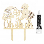 Cake topper en bois Ohohoh + Stylo de gla&ccedil;age noir