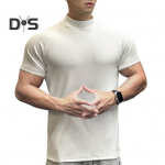 Meeste fitnessi T-s&auml;rgid Slim Fit kilpkonnakaelusega l&uuml;hikeste varrukatega aluss&auml;rk J&otilde;usaali Fitness Tee Casual Base Layer Lihastop Treening Reisib&uuml;roo M valge