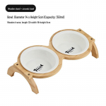 Kaheotstarbeline puidust alus keraamilise lemmikloomakausiga: &Uuml;mberminekuvastane disain kaelakaitseks, sobilik kassidele ja koertele. Wooden stand + ceramic bowl, fishbone pattern