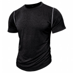 Meeste suvised vabaaja kaelusega T-s&auml;rgid Slim Fit l&uuml;hikeste varrukatega T-s&auml;rgid Basic Solid Workout Niiskust imavad topid Sportlikud hingavad s&auml;rgid meestele S khaki