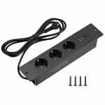 EL Laua Sisse Ehitatud Pistikupesad Lauaplaadi S&uuml;vistatavad Pistikupesad 3 AC Pistikupesaga 2 USB Kiirlaadimisega TYPE-C Peidetud Elektrijaotuspaneel EU 20W must