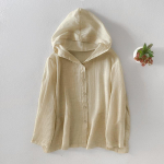 Suvine &otilde;huke linane kapuutsiga pusa naiste pluss suuruses elegantne vabaaja puhkuse p&auml;ikesekaitse kliimaseade s&auml;rk S kollane