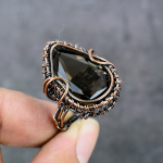 Smoky Topaz Handmade Copper Wire Wrap Jewelry Ring Size 8 p7d67