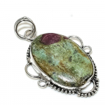 Ruby in Fuchsite Handmade Ethnic 925 Sterling Silver Pendant 2.36 n6F62