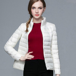 Kerge udunjope naistele s&uuml;giseks ja talveks Korea versioon Slim Fit p&uuml;stkrae L&uuml;hike valge pardi udunjope Suur suurus S