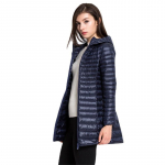 Uus Korea Versioon Kerge Puhvjakk Naistele Keskmise Pikkusega Kapuutsiga Slim Fit &Uuml;lesuuruses Jakk XL