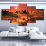 L&otilde;uendi seinakunst 5-osaline HD-print, suur tuline laavaplakat Maastikupildid Kodukaunistus Kaasaegne elutoa kaunistus Maalid ilma raamita 20x35cm*2 20x45cm*2 20x55cm*1