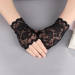 Suvised naiste p&auml;ikesekaitsekindad Sexy Lady Party Dressy pitsiga s&otilde;rmedeta kindad must