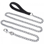N&auml;rimiskindel koeraliin keskmistele ja suurtele koertele, raskeveokite metallkett koeraliin pehme polsterdatud k&auml;epidemega, hammustusevastane kett pitbullile S 2.0mm x 120cm must