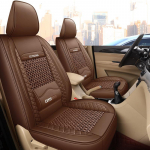 Ice Silk PU-nahast esiistmekatte t&auml;iustus Vastupidav hingav libisemiskindel nelja aastaaja universaalne kaitsega esiistmepadi(Ainult &uuml;ks istmekate) One Seat pruun