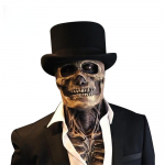 T&auml;ispeaga V&auml;lja Kolju Mask Musta M&uuml;tsiga Skelett &Otilde;udne Halloweeni Cosplay Mask