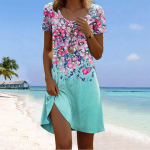 Naiste Mood Graatsiline Retro Lilleprindiga Suvine Kevadine L&uuml;hikeste Varrukatega O-kaelusega Vabaaja Kleidid XS punane