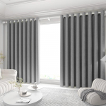 Paksustatud pimendavad linased kardinad - Luksuslik p&auml;ikesekaitse, paigaldus ilma puurimiseta elutuppa 200x260cm curtains 2pcs