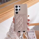 Nahast &otilde;lakott kaardihoidjaga telefoni&uuml;mbris Samsung Galaxy S24 S22 Ultra Plus S23 FE A15 A25 A35 A55 A24 A34 A54 A14 jaoks Galaxy A55 khaki