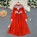 &Scaron;ikk Vanaaegne Tikandiga R&uuml;&uuml;statud Sifonist Slim Elegantne Haldjas Korea Mood Boho Suvekleit Naiste R&otilde;ivad Pikk Kleit XL oranž