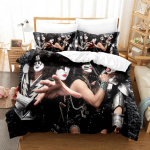 Kiss B&auml;ndi Voodipesukomplekt &Uuml;hekohaline Rockb&auml;ndi Tekikott Kahekohaline Queen King Twin Suurus Poistele T&auml;iskasvanutele Pehme Tekikoti Komplekt Kingitus 140X200cm 2pcs