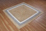 Džuut sise- ja v&auml;listingimustes vaip K&auml;sit&ouml;&ouml;na valmistatud naturaalne vaip igasse ruumi Look Rustikaalne sisekujundus igasse ruumi piirkonda 60 cm x 60 cm (2x2feet) beež/hall