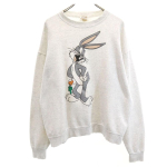 LOONEY TUNES 90s Old Warner Brothers made in the USA Long sleeve sweat trainer Men's Used white