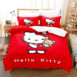 J&otilde;uluvoodipesukomplektid Tekk Hello Kitty Kawaii Austraalia /Euroopa/USA T&auml;is Suurused Queen King Tekk Tekikott Padjap&uuml;&uuml;rid GS 135x200 CM (2pcs)