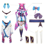 Lol Spirit Blossom Ahri Cosplay Kost&uuml;&uuml;m Ahri Cosplay Parukas M&auml;ngu Lol Ahri Kost&uuml;&uuml;m Naiste Kimono T&auml;iskomplekt Hiina Kleit S blue