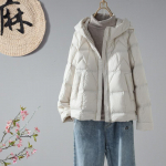 Kerge sulejope naiste l&uuml;hike kapuutsiga t&otilde;mblukk lahtine sirge toru s&uuml;gistalv valge pardi sulemantel &uuml;hev&auml;rviline XL kohv