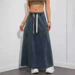 American Design Sense elastne v&ouml;&ouml;koht lahtine suur seelik Denim seelik Naiste vabaaja pikk seelik XS