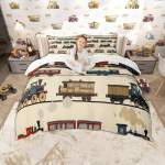 Homewish Laste Multikate Auto Tekikott Komplekt 2tk/3tk, Armas Rong Veoauto Traktor Voodipesu, Transporditeemaline Voodikomplekt US T 173x228cm 2pcs&set