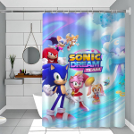 S-Sonic Racing Crossworlds M&auml;ng Du&scaron;ikardin Vannikardin Tr&uuml;kitud Kangas Veekindel Vannitoakardinad Konksud Vanniekraan 180x200 cm