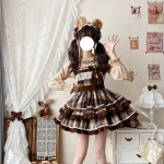 Jaapani Vintage Lolita stiilis villane keepmant Naistele Armas lips Ruuduline Soe kapuutsiga sall Jakid S&uuml;gis Talv T&uuml;drukute Palus pon&scaron;od XS