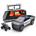1/32 Tesla Politsei Cybertruck Haagis Maastiku Pikap Diecast Mudelauto Sulamist Laste M&auml;nguasi Matkaauto Heli & Valgus Muusika S&uuml;nnip&auml;evakingitus must