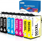 Cartouches d'encre 503XL - CHOUMICHA - Multipack 8 pcs - Compatible Epson - Haute capacit&eacute; - Impressions nettes