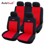 Red Unique Flat Cloth Car Seat Cover with Detachable Headrests Back With Three Zippers for lada Toyota Car Interior Blue 1pcs