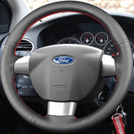 Must kunstnahast roolikatted K&auml;sit&ouml;&ouml;na &otilde;mmeldud auto roolikate Ford Focus 2 2005-2011 jaoks(3-kodaraga) Light Blue Thread