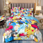 3D-prinditud Pikachu voodipesukomplektPokemoni tekikate padjap&uuml;&uuml;r Lastele Poiss T&uuml;drukAnime Charmander Tekk Tekk EU Single(135*200cm)3pcs