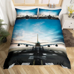 Lennukiga tekikott komplekt Taevas Pilv Pol&uuml;ester tekikate Lastele Teismelistele T&auml;iskasvanutele Voodipesu komplekt King Queen suurus Padjap&uuml;&uuml;rikuga AU Single(140*210cm)3pcs