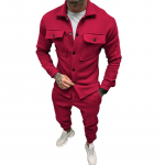 2025 Suurused Meeste Kevad/S&uuml;gis Suede Jakk ja P&uuml;ksid Komplekt XXL punane