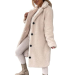 Naiste Trench Coat Palus paks mantel S&uuml;gistalvine &Uuml;herealine Teddy jope pikk Stiilis V&auml;lisr&otilde;ivad T&auml;navar&otilde;ivad M aprikoosi