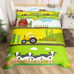 Armas Multikas Talu Loomade Tekikate Veoauto Traktor Voodipesu Komplekt Talumaja Maakodu Hubane Tekikate Poiste Teismeliste Toa Dekooriks 150*200cm 3pcs