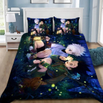 3D prindid Hunter X Hunter Tekikott Padjap&uuml;&uuml;r Voodipesukomplekt T&auml;iskasvanu Poiss T&uuml;druk Magamistoa kaunistus Lapsed &Uuml;hekohaline Kahekohaline Suur suurus EU Single(135*200cm)3pcs gray