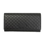 Gucci klassikaline monogrammiga pikk klapiga nahast rahakott-k&auml;ekott Unisex rahakott Must 449396-BMJ1G-1000 Basic Set (Bag+Dust Bag)