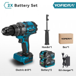 YOFIDRA 900 Nm 13 mm harjadeta elektriline l&ouml;&ouml;kpuur 20+3 p&ouml;&ouml;rdemomenti juhtmeta kruvikeeraja l&ouml;&ouml;kdraiver v&otilde;imsa t&ouml;&ouml;riistana Makita 18V aku jaoks 2 Battery Set A