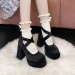 Naiste Jalan&otilde;ud Mood Mary Janes Kingad K&otilde;rge Kontsaga Platvormkingad Luksuslik Suede Nahast Kingad Elegantne Lolita Kinga Peokleidid Kinga 35 must