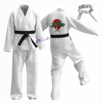 Karate Kids KOF Cobra Kai Cosplay Kost&uuml;&uuml;m Laps T&auml;iskasvanu Must Valge Kimono &Uuml;likond Peapa Anime Halloweeni Peokost&uuml;&uuml;m Treening&uuml;likond as the picture-Kids 140-150cm&Cobra Kai white